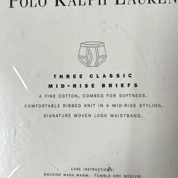 Polo Ralph Lauren Classic Mid Rise Brief 3 Pack White *SLIGHTLY IMPERFECT* - Picture 4 of 5